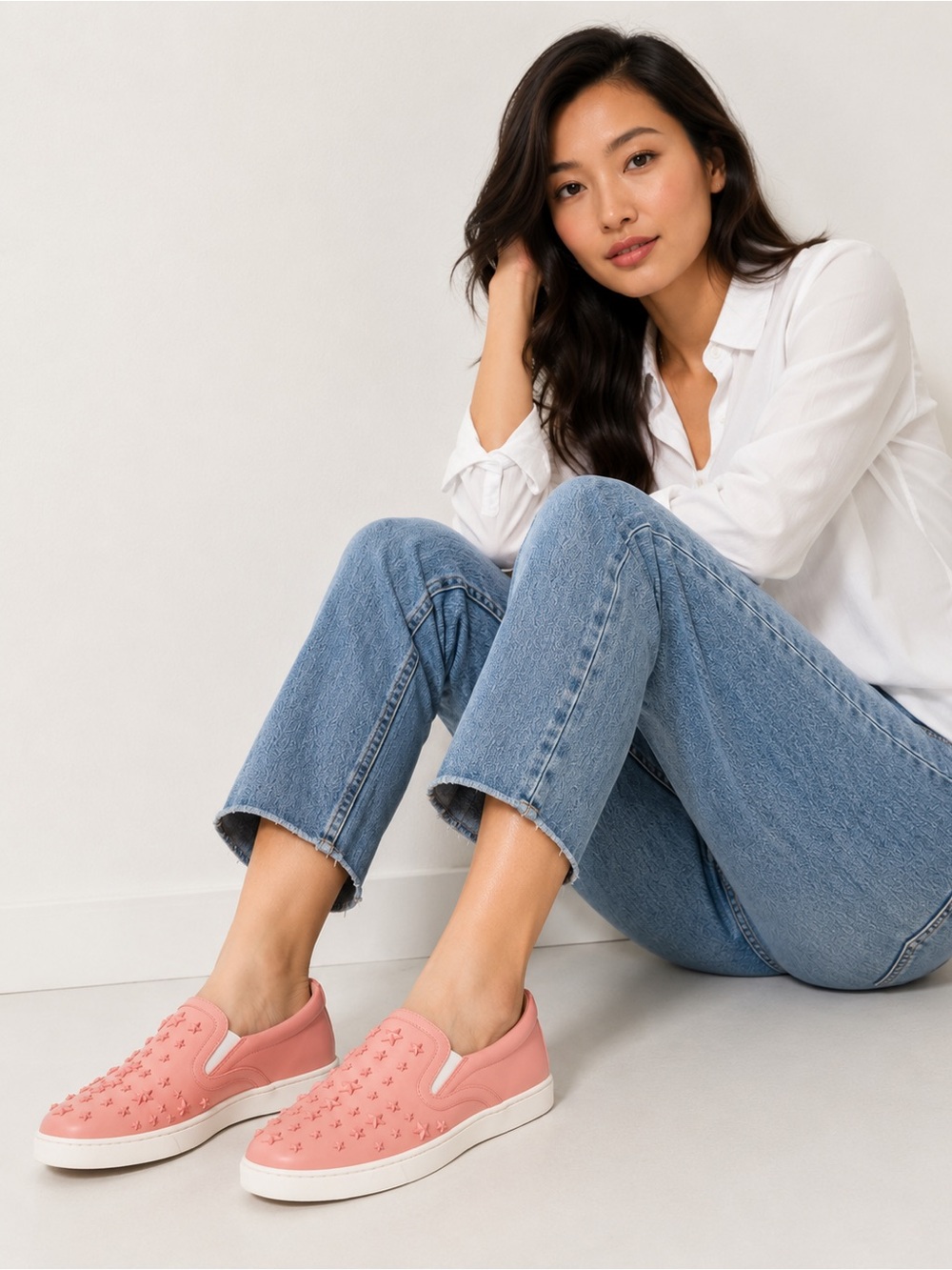 NWT New Jimmy Choo Leather Gracy Slip On Sneakers Candyfloss 35 Pink $795+